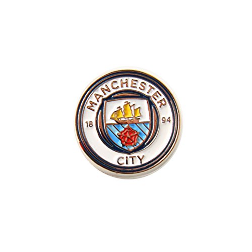 Manchester City F.C. - Pin de escudo oficial del Manchester City F.C. (talla única), color blanco y plateado