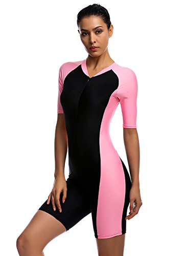 Mujer Protección UV Traje Bañador Ropa de baño agua deportes traje Short nuevo, mujer, rosa, large