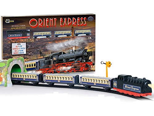 PEQUETREN - Tren Orient Express metálico con luz estación Puente y túnel (Servicios E Industrias del Juguete)