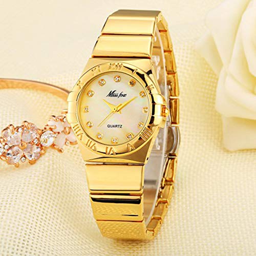 PLKNVT Nueva Relojes de Moda Mujer Diamante Números Romanos Perla Omega Señoras Reloj de Oro Impermeable Uhr Reloj de Pulsera de Cuarzo   V2806