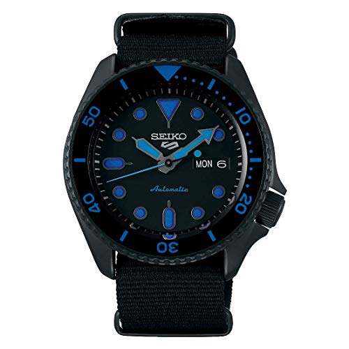 Reloj Seiko colección Sport 5 - Reloj con Movimiento automático, Caja pavonada en Negra y Detalles en Azul.