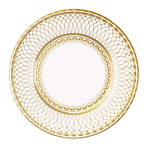 Talking Tables grandes platos vintage ‘PPG.’ Oro y blanco. Cartón. perfecto para las celebraciones de año nuevo.