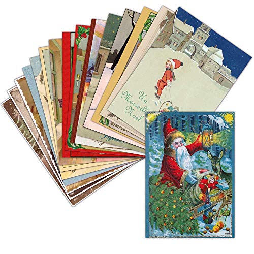 Tarjeta Noel antigua – feliz Navidad – Lote de 16 tarjetas diferentes – Vintage Tarjeta Noel antigua – feliz Navidad grabada en 3 tamaños 16 uds. por paquete
