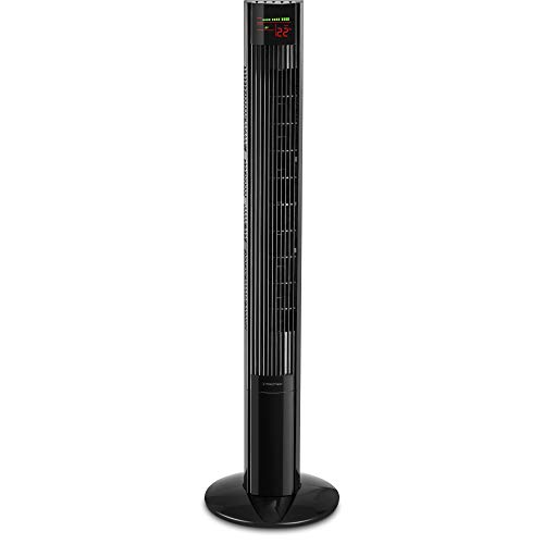 TROTEC Ventilador de Torre TVE 32 T/Extra Alto/Mando a Distancia/Pantalla LED/Silencioso / 45 W/Negro / 3 Velocidades de Ventilación/Oscilación Automática de 60° / Temporizador/Base de Apoyo Estable