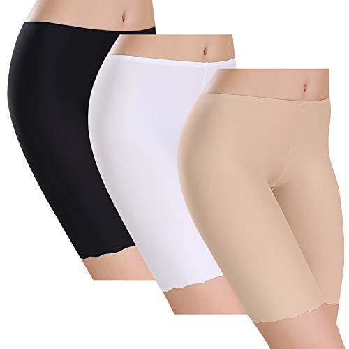 UMIPUBO Bragas Algodon Mujer Seda de Hielo Boxer Short Leggings Cortos Basic Long Pantalon Falda Leotardos de Seguridad Ropa Interior Pack de 3