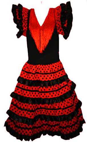 Vestido de flamenco, sevillanas, para niña rojo 4