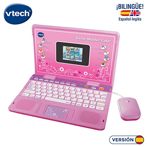 VTech- Ordenador Genio Master Color bilingüe Rosa, única (3480-133867)
