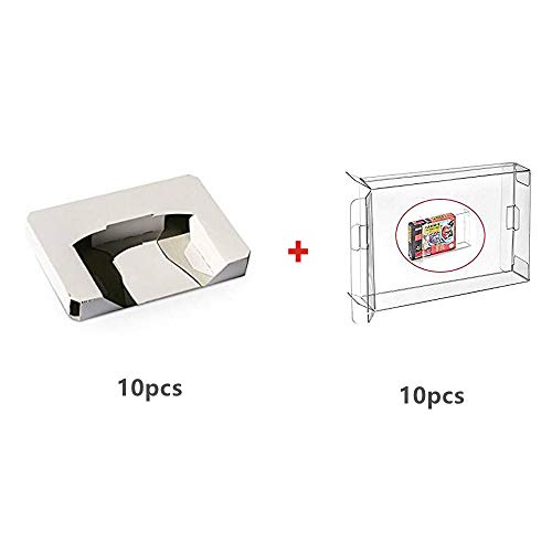 WiCareYo 10pcs cartón Reemplazo interior embutido Introduzca la bandeja PAL y NTSC para N64 Juego Cartucho IPC & 10PCS Funda transparente para la caja de cartuchos de juegos SNES N64