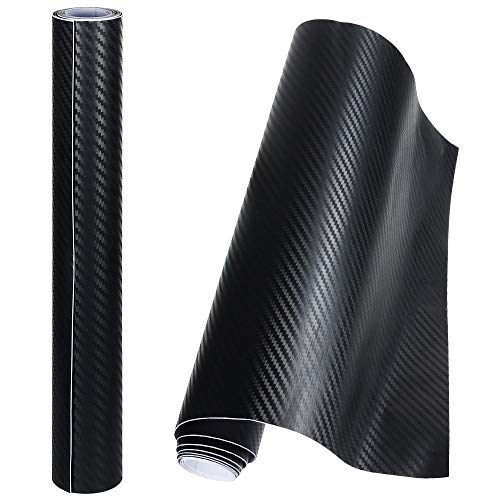 Anpro 2 Rollos Vinilo Coche Fibra de Carbono Adhesiva 3D,Cubierta Adhesiva Negro para Coche,Pegatinas para Coche,Envoltura de Moto,Bricolaje,1520mmX300mm