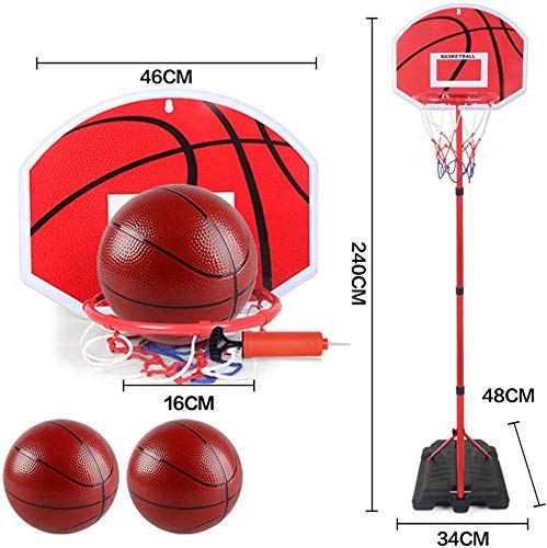 Canasta de baloncesto ajustable con juego de juego de deportes netos y 2-bola al aire libre de interior, 25 cm diámetro de la llanta,2M
