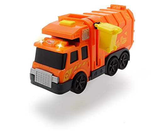 Dickie-Camión de Basura Action Series 15cm 3302000 Vehículo de Juguete con función, Color Naranja