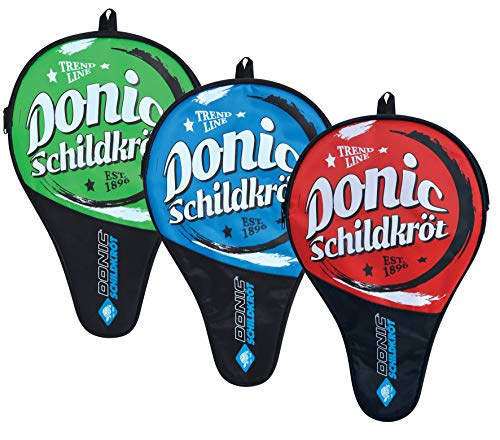 Donic-Schildkröt Trend Cover - Funda para Raqueta de Tenis de Mesa, Compartimiento para 3 Pelotas, Rojo/Verde/Azul
