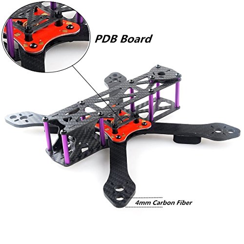 DroneAcc Quadcopter Frame Kit 220 con PDB, fuerte y ligero X Design Drone Frame con brazo de 4MM, Martain II RX220 Carbon Fibre FPV Racing Quad Frame