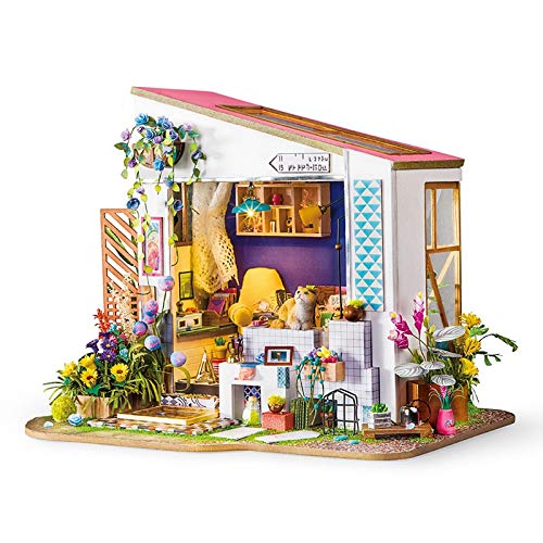 Figura Decorativa para el hogar DIY Lily's Porch de Madera Miniatura casa de muñecas Modelo Moderno decoración casa de muñecas Regalo para niños