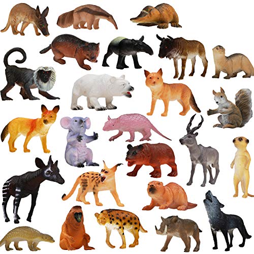 Figuras de Animales, Set de 25 Animales de Juguete de Aspecto Realista (10 cm), Animales Salvajes de la Jungla Educativos de Plástico Vinilo ValeforToy Para Niños y Niñas - Set de Animales del Bosque
