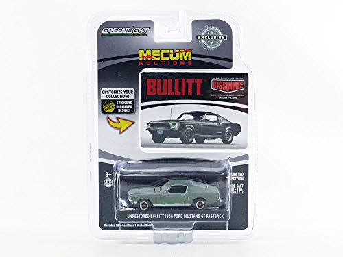 Greenlight 30136 Mecum Auctions Collector Cars – Unrestored Bullitt 1968 Ford Mustang GT Fastback – Kissimmee 2020 Hobby Exclusive Escala 1/64