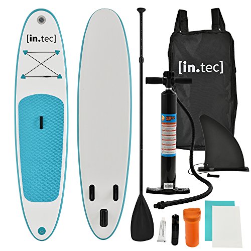 [in.tec] Tabla de Surf Hinchable remar de pie Paddle Board 305 x 71 x 10cm Tabla de Sup de Aluminio con Remo y Bomba - Turquesa