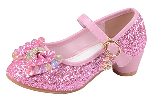 La Vogue Zapatos Zapatilla con Lentejuela Para Niña Princesa Fiesta Rosa 27/Longitud Interior 18CM
