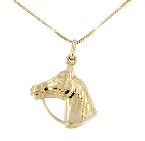 Lucchetta - Joyas Colgante de oro amarillo caballo, Collar mujer nina con caballo Oro 9 quilates