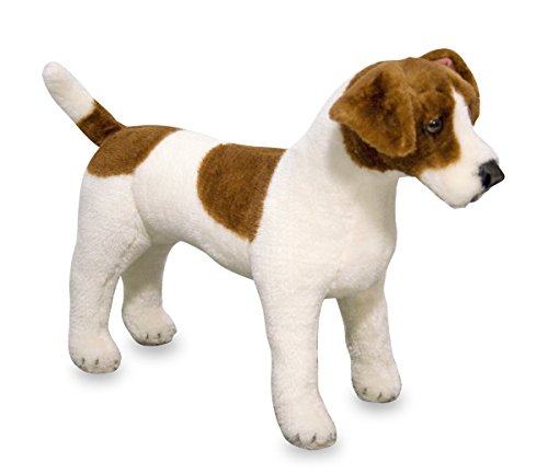 Melissa & Doug Melissa&Doug- Jack Russell Terrier Dog Giant Juguete de Pluche, Color marrón, Blanco LLC 14867