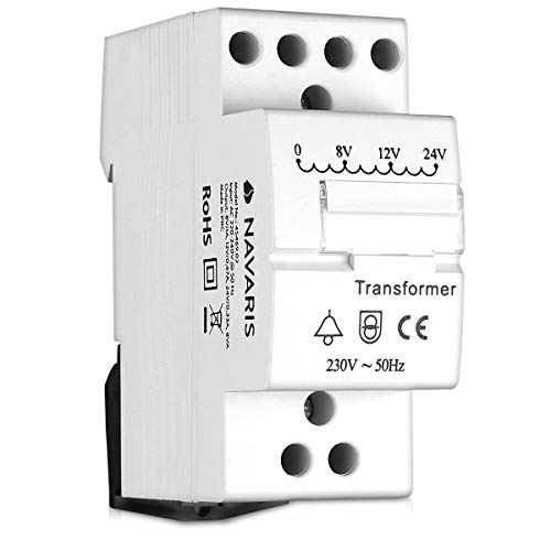 Navaris transformador de timbre - Transformador 220V 240V a 8V 12V 24V - Instalación de interruptor en carril DIN - Transformador para timbre 8VA