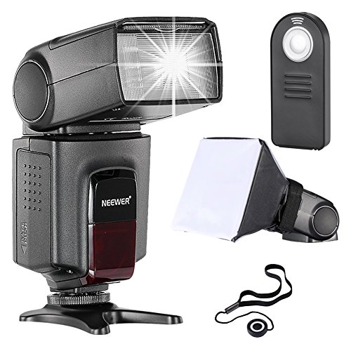 Neewer TT560 flash Speedlite Kit para Canon Nikon Panasonic Pentax Sony y Otros DSLR cámaras con Zapata Caliente Estándar, incluye: (1)TT560 Flash + (1)Mando Remoto + (1)Universal plegable Difusor de flash + (1)Soporte para tapa del objetivo