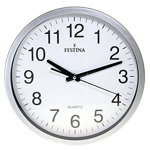 Reloj DE Pared Plata Esfera Blanca