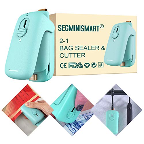 SEGMINISMART Mini Bag Sealer, Máquina de Sellado en Caliente portátil, Heat Sealer Machine, 2 in 1 Small Mini Portable Heat Sealer (Batería no incluida)