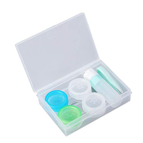 SUPVOX 2pcs Caja de lentes de contacto Lente de contacto Kit de viaje Caja de lentes de contacto doble portátil Portacontenedores con pinzas Solución Botella y frasco de almacenamiento (Verde)