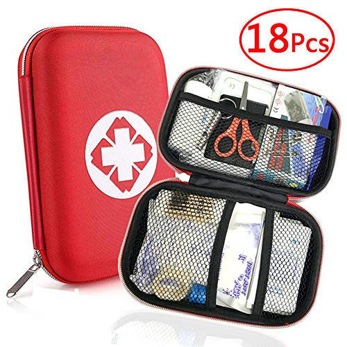 Th-some JAANY Botiquín de Primeros Auxilios de 18 artículos, Survival Tools Mini Box Kit Bolsa Médica para Emergencias para el Coche, Hogar, Camping, Caza, Viajes, Aire Libre o Deportes