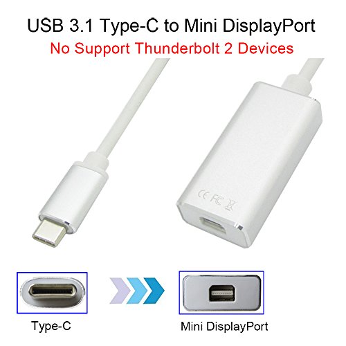 USB 3.1 Tipo C a Mini DisplayPort Adaptador Con Estuche de Aluminio Soporte 4K@60Hz UHD para MacBook Pro 2018,Galaxy S9,Plata