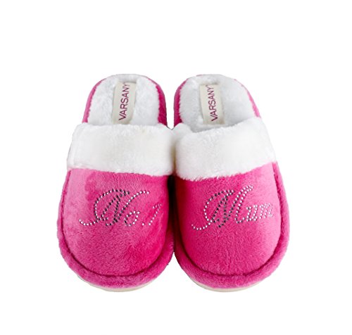 zapatillas de color rosa de cristal momia No.1 mejor casa personalizada Rhinestone zapatillas de casa de regalo