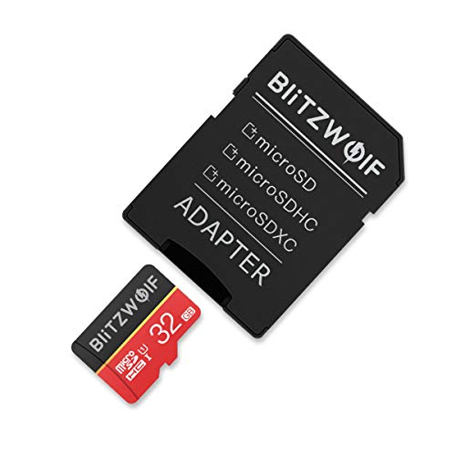 BlitzWolf Tarjeta de Memoria, 32GB Tarjeta Memoria microSDHC con Adaptador SD, Clase 10, U1(32GB)