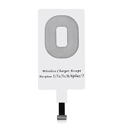 CHOETECH iPhone Qi Receptor, Receptor de Carga Inalámbrico/Ultra Fino Wireless Receptor/Qi Receptor Inalámbrico del Cargador Compatible con Apple iPhone 7/7 Plus, iPhone 6/6 Plus, iPhone 5 / 5S / 5C
