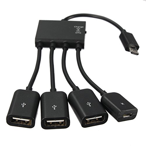 FamilyMall(TM)4 puertos USB micro Alimentación Carga OTG Hub Cable adaptador para HTC LG S4 Galaxy Tab 3