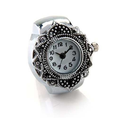 Gleader Anillo Reloj Tibet Plata Forma Flor Ajustable Nuevo 22mm