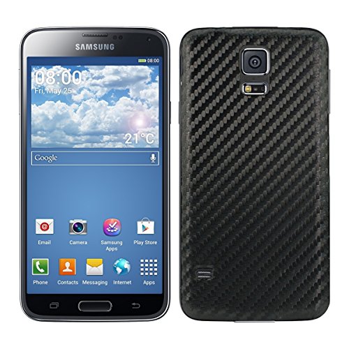 kwmobile Tapa para batería con Aspecto de Carbono para el Samsung Galaxy S5 / S5 Neo en Color Negro - complementa el diseño de su Samsung Galaxy S5 / S5 Neo