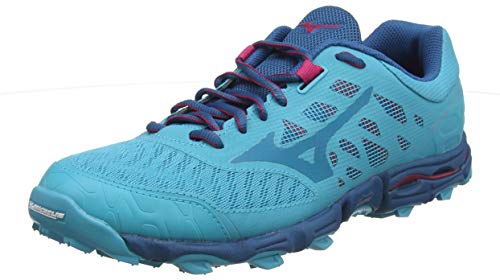 Mizuno Wave Hayate 5, Zapatillas de Trail Running para Mujer, Azul Pavo Real Esmalte Azul Rosa Brillante 26, 38 EU