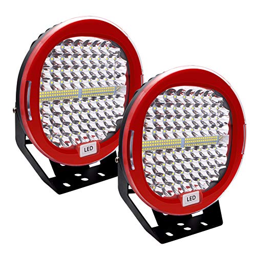 Safego 2pcs Focos LED Tractor, 9" 408W 32600LM Faros Trabajo LED Spot 12V-24V LED IP68 Impermeable Luz de Niebla para Coche, SUV, UTV, ATV, Off-road, Camión, Moto - Garantía de 1 años(Concha negra)
