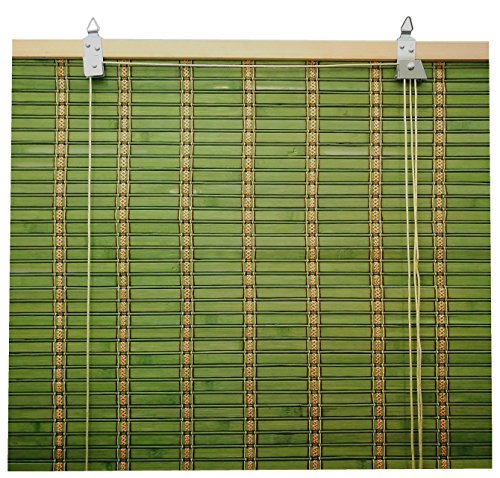 Solagua 6 Modelos 14 Medidas de estores de bambú Cortina de Madera persiana Enrollable (110 x 135 cm, Verde)