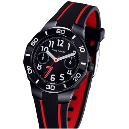 TIME FORCE Reloj De Pulsera Tf-3385B14 Cadete Acero 50M Cristiano Ronaldo Negro/Rojo