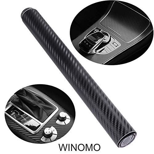 WINOMO 3D Vinilo de fibra de carbono Autoadhesivo Prueba de Agua para Coche Movil 30 x 127cm (negro)