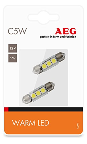 AEG Automotive 97290 LED de alto rendimiento blanco cálido C5W, 12 V, set de 2 piezas