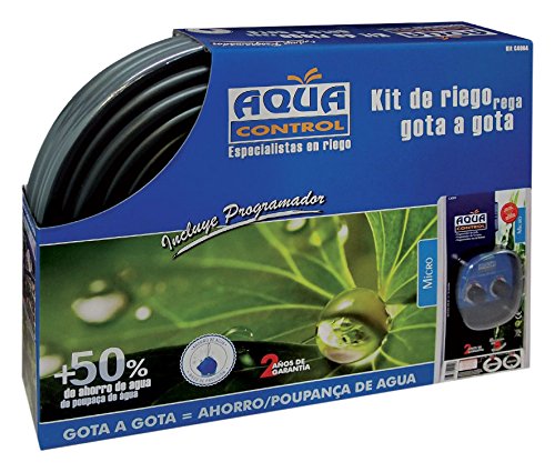 Aqua Control Riego por Goteo para Jardín-Incluye Goteros, Tubería, Microtubo, Reductor de presión, Soportes y Tapones, Kit C4064