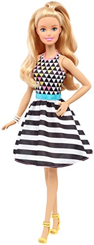 Barbie - Fashionista, muñeca con Vestido de Rayas (DVX68)