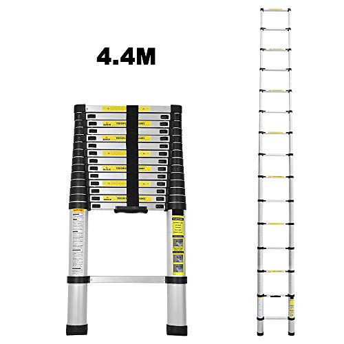 Escalera telescópica de aluminio 4,4M escalera plegable escalera multifunción fácil de transportar capacidad máxima de carga 150 kg