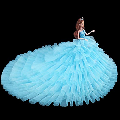 Fuwahahah - Vestido de lujo para muñeca Barbie azul