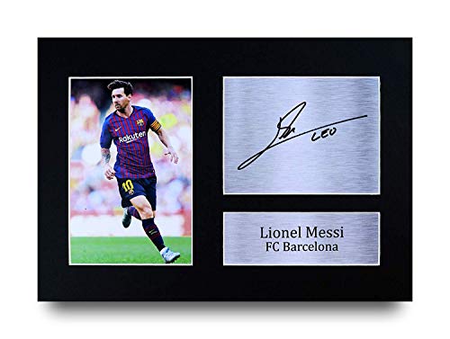 HWC Trading Lionel Messi A4 Sin Marco Regalo De Visualización De Fotos De Impresión De Imagen Impresa Autógrafo Firmado por Barcelona Los Aficionados Al Fútbol