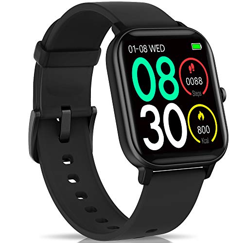 NAIXUES Smartwatch, Reloj Inteligente Impermeable IP67 Reloj Deportivo 1.4" Pantalla Táctil Completa con Pulsómetro, Monitor de Sueño, Podómetro, Notificaciones para Mujer Hombre (Negro)