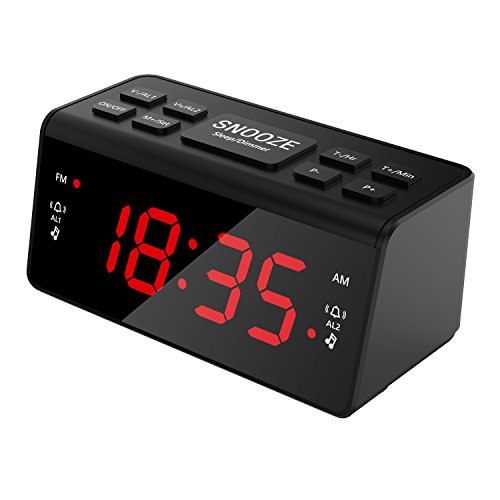 Radio Reloj Despertador con gran pantalla - radio fm am digital | alarma dual | color negro